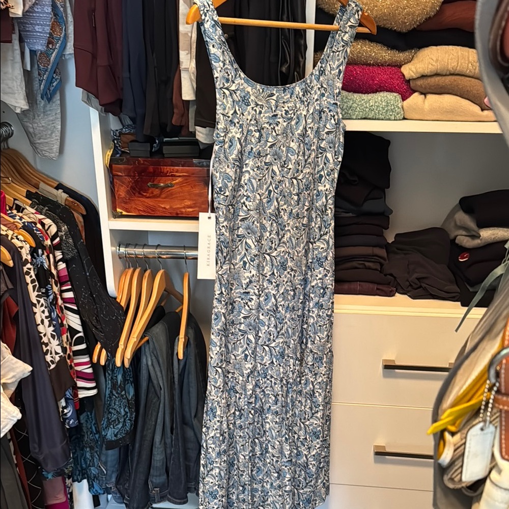 Blue and White Sleeveless Maxi Sundress Juliette Midi dress